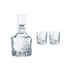Nachtmann Sculpture Decanter And 2 Whiskey Tumblers, Set Of 3