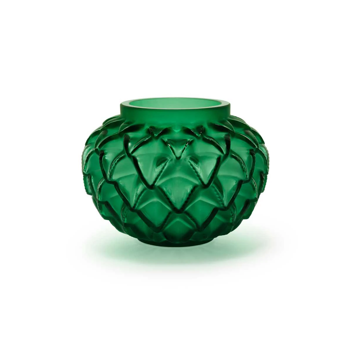 Lalique Languedoc 6" Vase, Green 3 Lalique Languedoc 6" Vase, Green