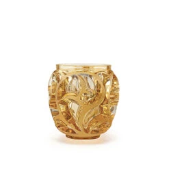 Lalique Tourbillons 5" Vase, Amber