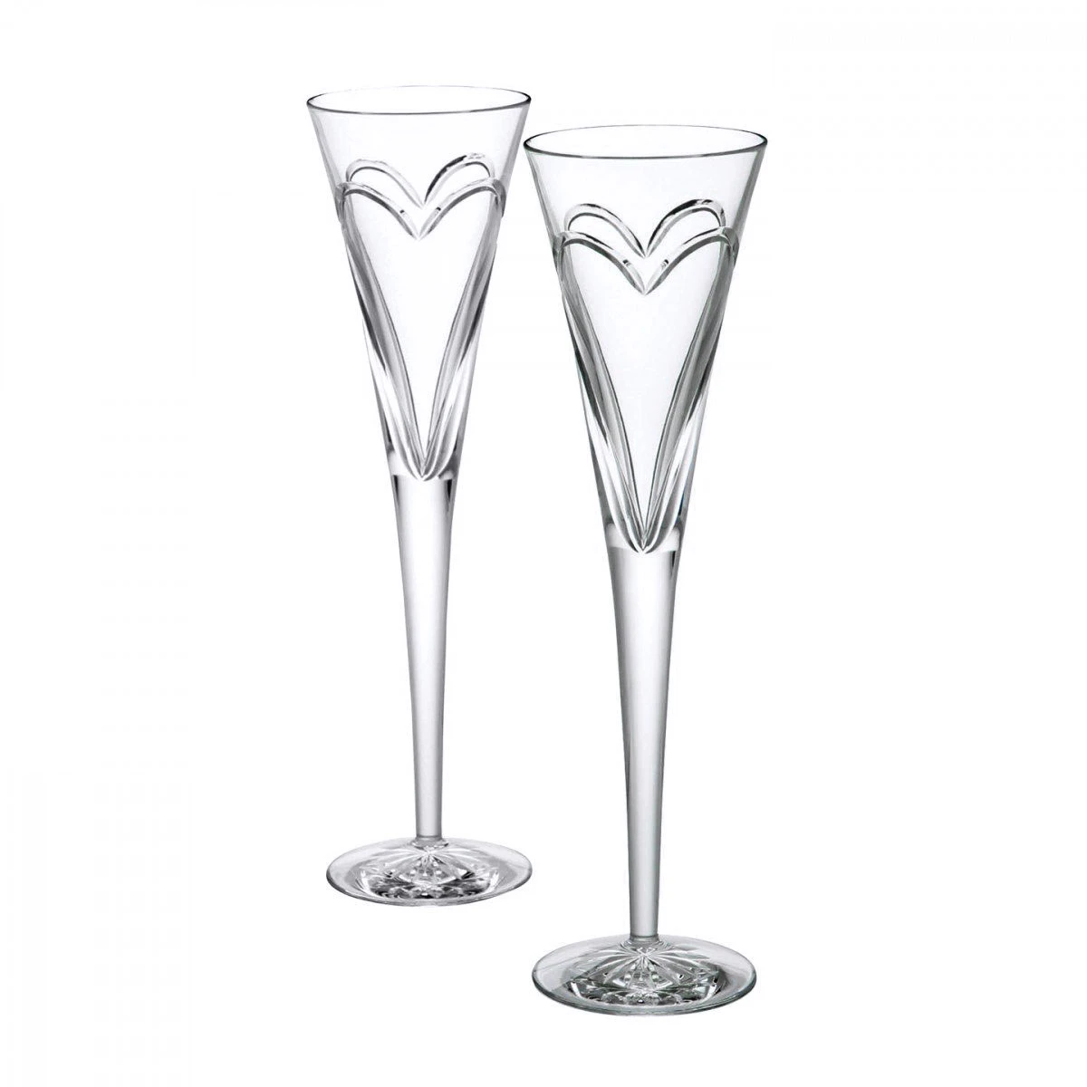 Waterford Wishes Love And Romance Heart Crystal Flutes, Pair 3 Waterford Wishes Love And Romance Heart Crystal Flutes, Pair