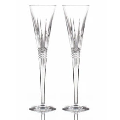 Waterford Lismore Diamond Toasting Flutes, Pair