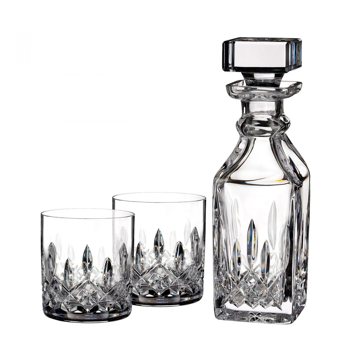 Waterford Crystal, Lismore Connoisseur Square Decanter And Tumbler Set 3 Waterford Crystal, Lismore Connoisseur Square Decanter And Tumbler Set