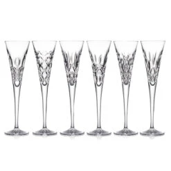 Waterford Heritage Toasting Flutes, Set Of Six, Alana, Araglin, Colleen, Irish Lace, Lismore And Powerscourt