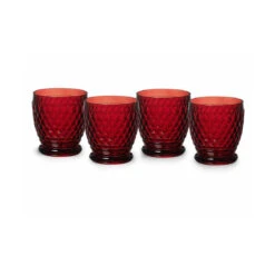 Villeroy And Boch Boston Colored Double Old Fashioned Red Set Of 4
