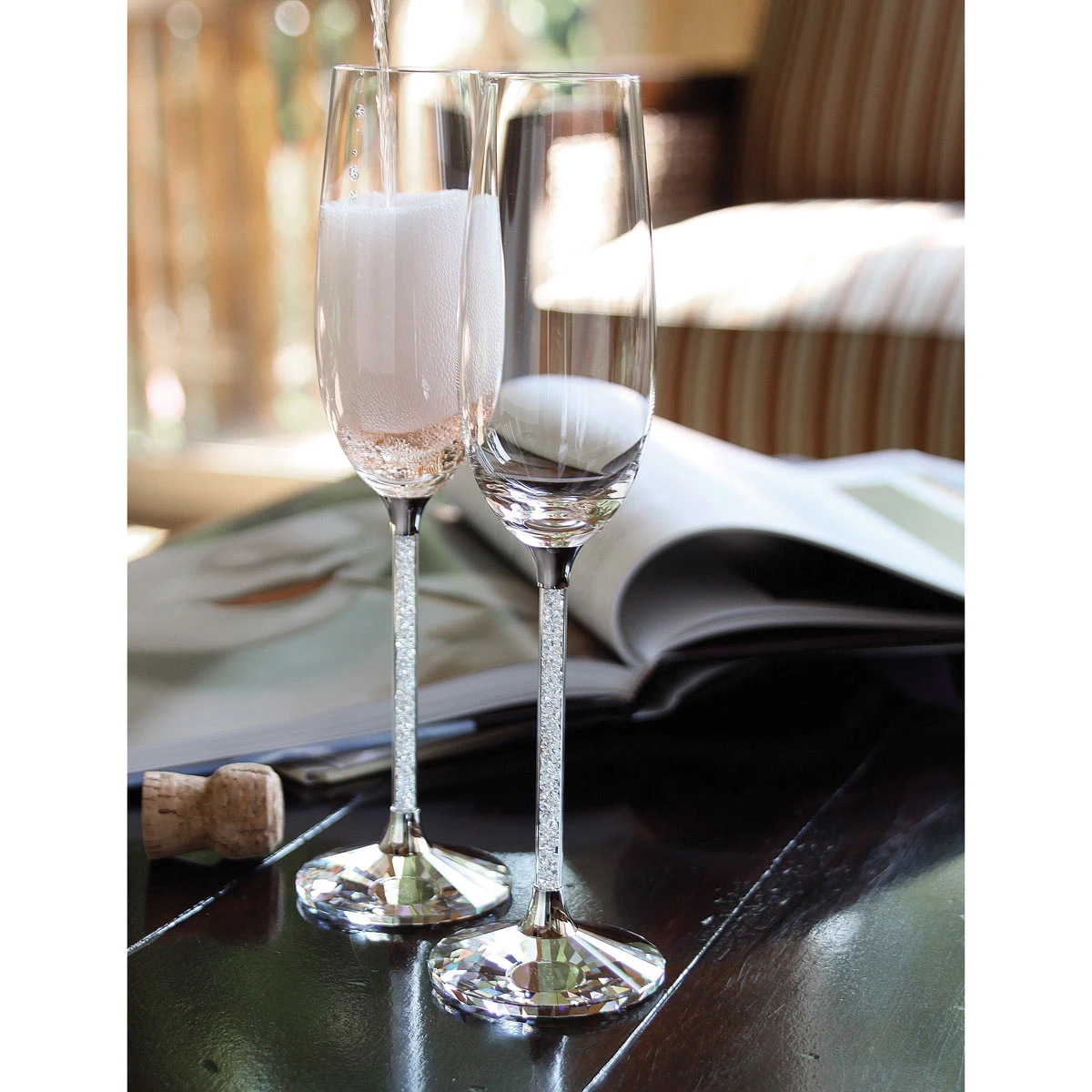 Swarovski Crystalline Toasting Flutes Pair 4 Swarovski Crystalline Toasting Flutes Pair - Image 2