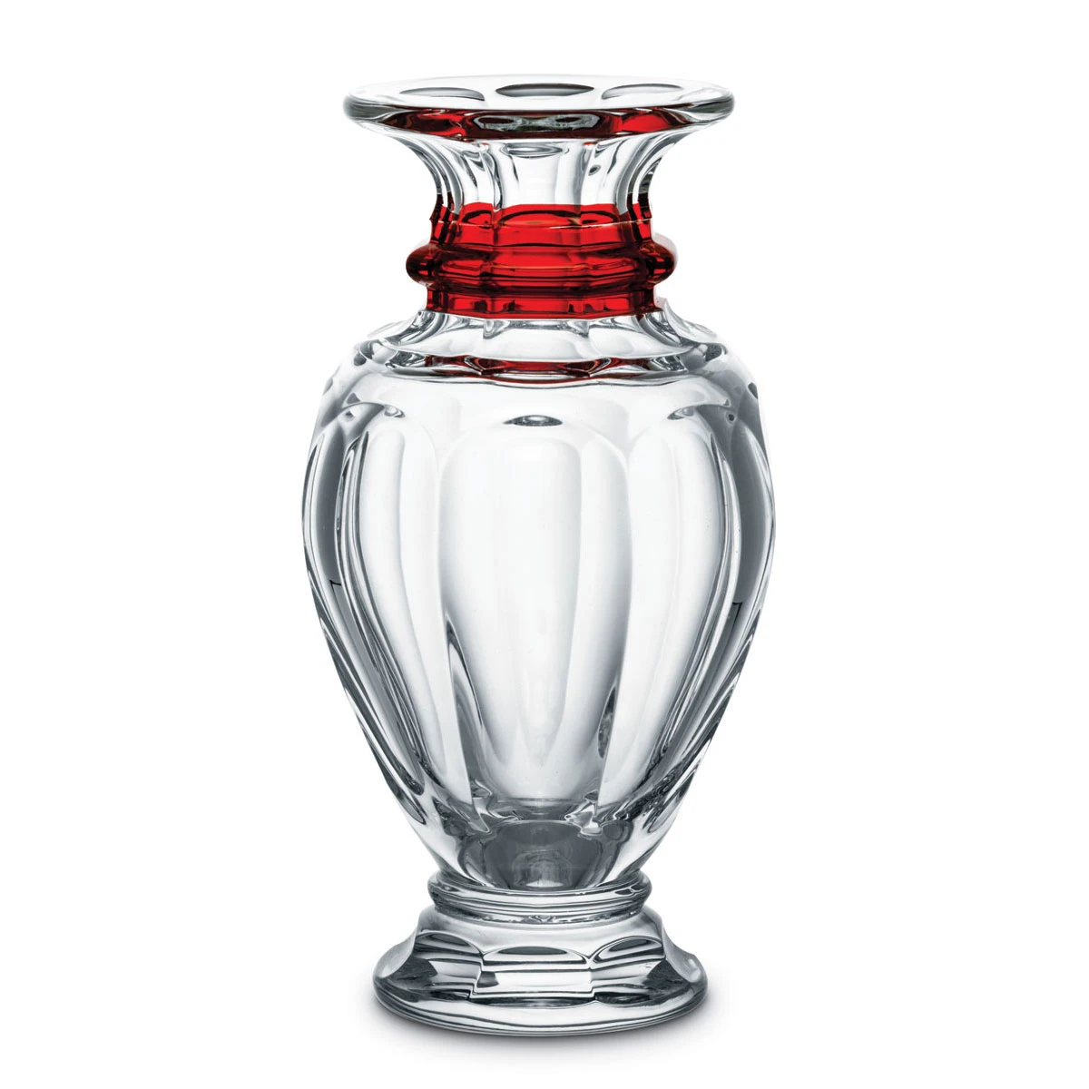 Baccarat Crystal, Harcourt 12.5" Baluster Vase, Red 3 Baccarat Crystal, Harcourt 12.5" Baluster Vase, Red