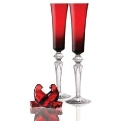 Baccarat Crystal, Mille Nuits Flutissimo Crystal Flutes, Red, Pair -Household Products Shop 2810596B bacc millnuit ruby231200