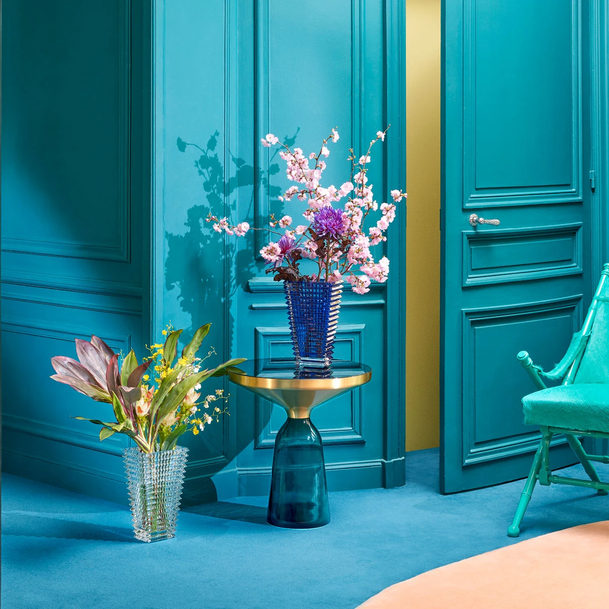 Baccarat Crystal, Eye 11 3/4" Rectangular Vase, Blue 4 Baccarat Crystal, Eye 11 3/4" Rectangular Vase, Blue - Image 2