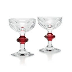 Baccarat Harcourt Champagne, Cocktail Coupe Red Knob Glasses, Pair