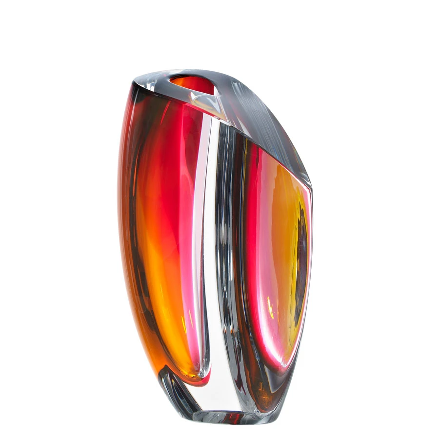 Kosta Boda Mirage 8" Vase, Grey And Red 4 Kosta Boda Mirage 8" Vase, Grey And Red - Image 2