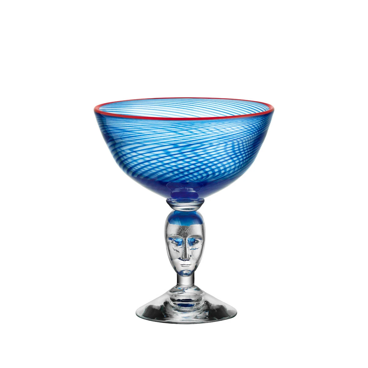 Kosta Boda 8" Red Rim Brains Blue Footed Crystal Bowl 3 Kosta Boda 8" Red Rim Brains Blue Footed Crystal Bowl