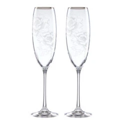 Lenox Silver Peony Crystal Toasting Flutes, Pair
