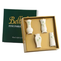 Belleek China Shamrock Mini 4" Vases, Set Of Four -Household Products Shop B1781 a1