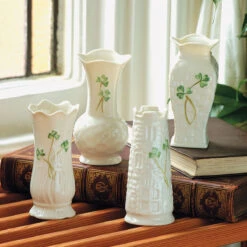 Belleek China Shamrock Mini 4" Vases, Set Of Four -Household Products Shop B1781 aa